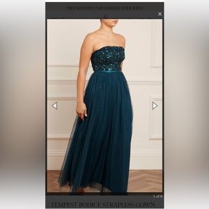 Prom or wedding dress / Green sparkly dress / Needle & Thread / worn once